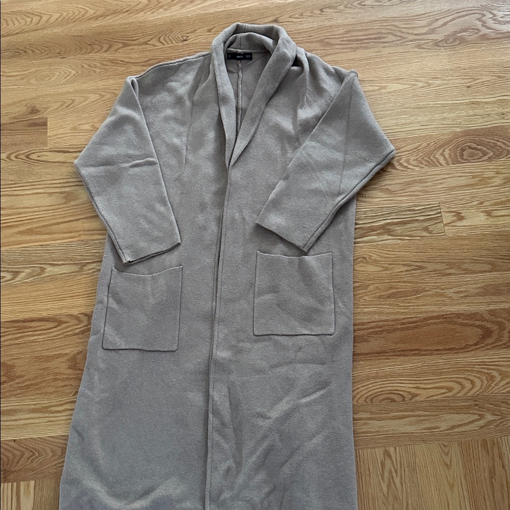 Mango Camel Long Open Sweater Coat
